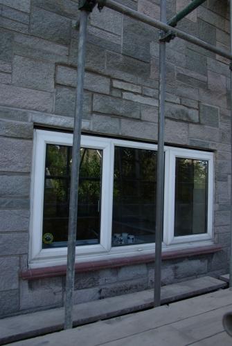 The blocks have been replaced above the kitchen window