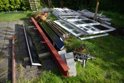 The heap of bits of the old conservatory is growing