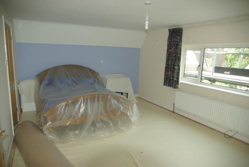 Main bedroom under wraps - spot the new lintel