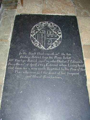 Memorial to Penelope, wife of Simon Patrick in Ely Cathedral