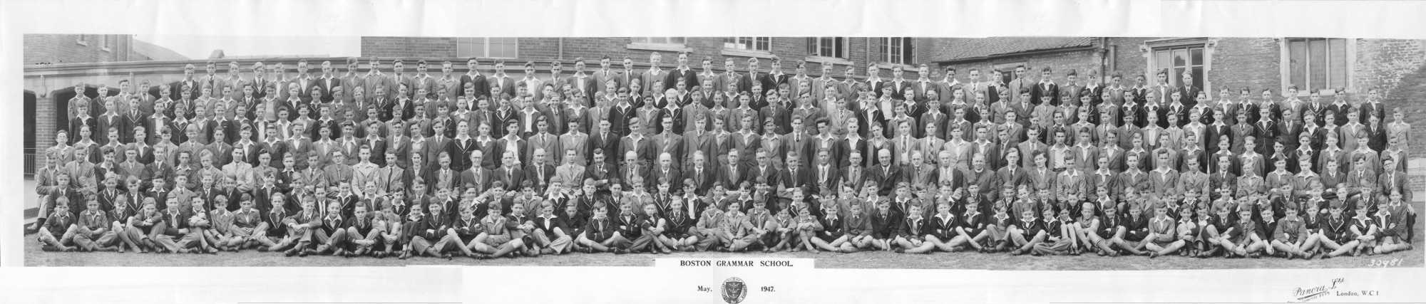 Boston Grammar School - whole school, panoramic photograph (1947)