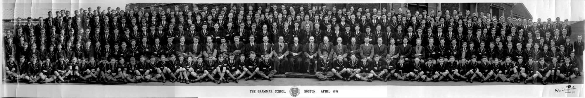 Boston Grammar School - whole school, panoramic photograph (1951)